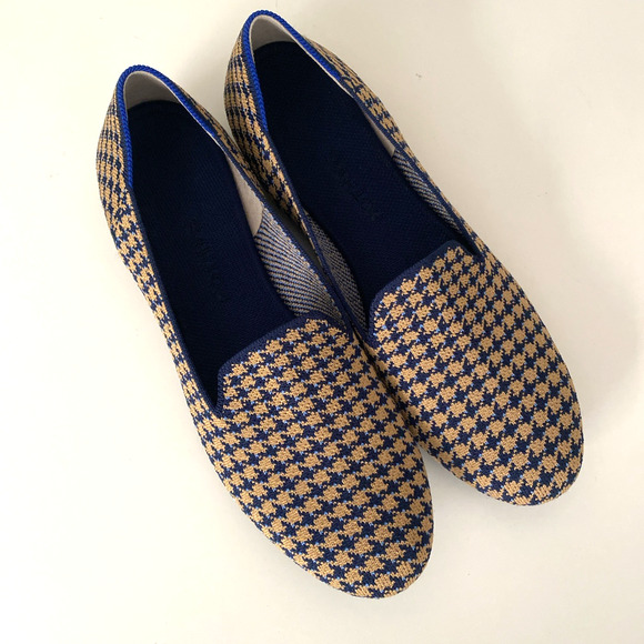 ROTHY'S Sapphire Camel Houndstooth Loafer Flat Slip On Round Toe Brown Blue 12 - Picture 2 of 10